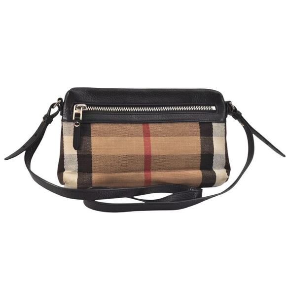 BURBERRY Nova Check Shoulder Cross Body Bag Canvas Leather - Picture 1 of 16